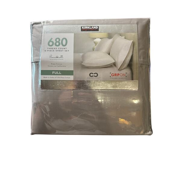 Kirkland Signature 680 Thread Count Full Sheet Set Alloy Gray - Picture 1 of 2